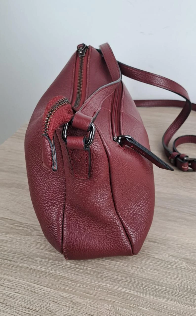 Vintage Katana Burgundy Women's Grained Leather Multi-Pocket Crossbody Bag / 182R – photo 4
